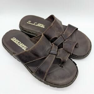 Vintage Y2K Men's Chunky Skechers Jammer Retro Strappy Slide Sandals Brown 9